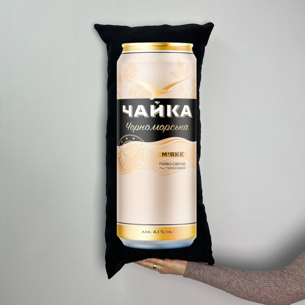 Подушка с принтом габардиновая Чайка, черная 35х75 (697)