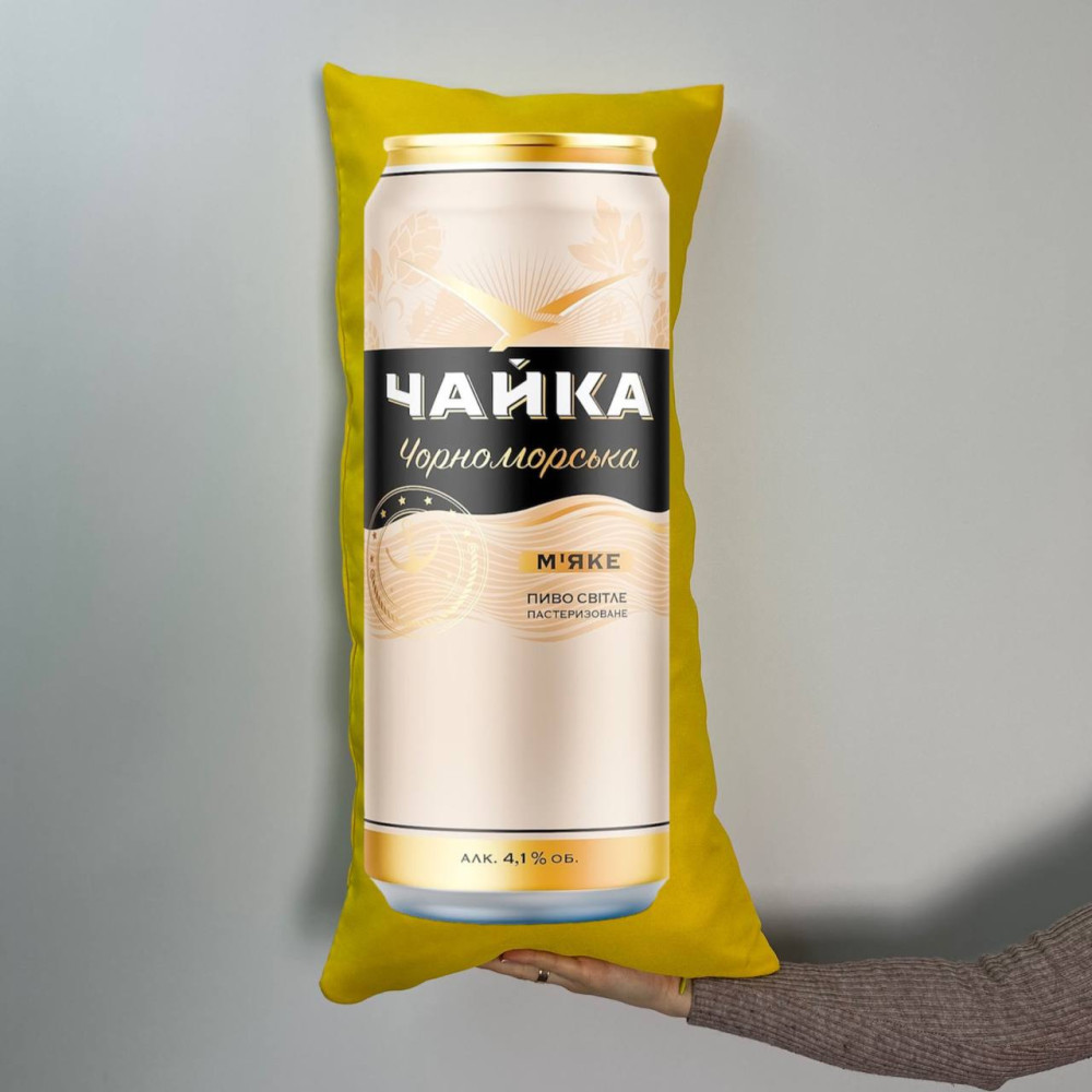 Подушка с принтом габардиновая Чайка, желтая 35х75 (698)