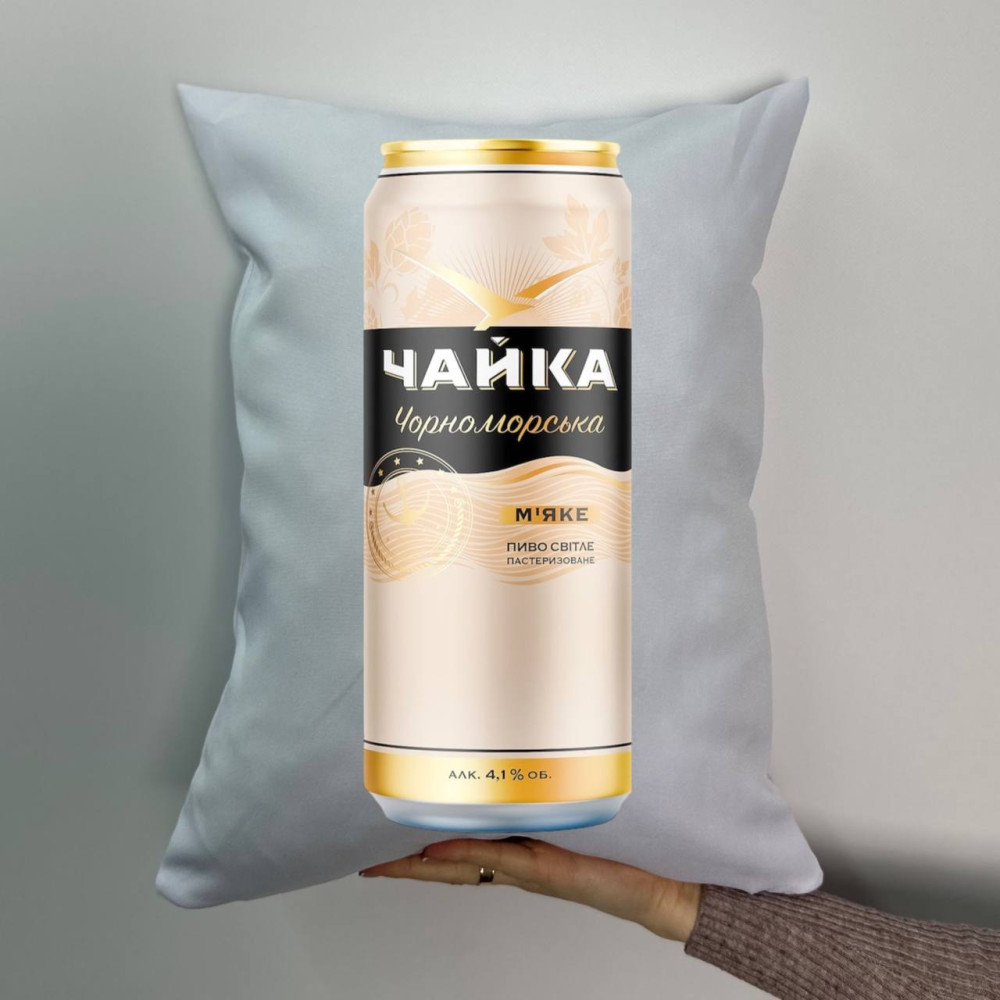Подушка с принтом габардиновая Чайка, белая 35х45 (699)