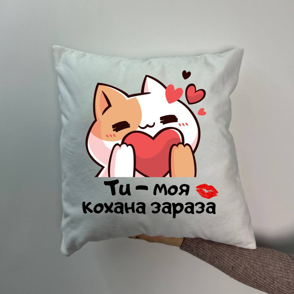 Подушка с принтом плюшевая Ты моя любимая зараза, белая 45х45 (1701) Подушка с принтом плюшевая Ты моя любимая зараза, белая 45х45 (1701)