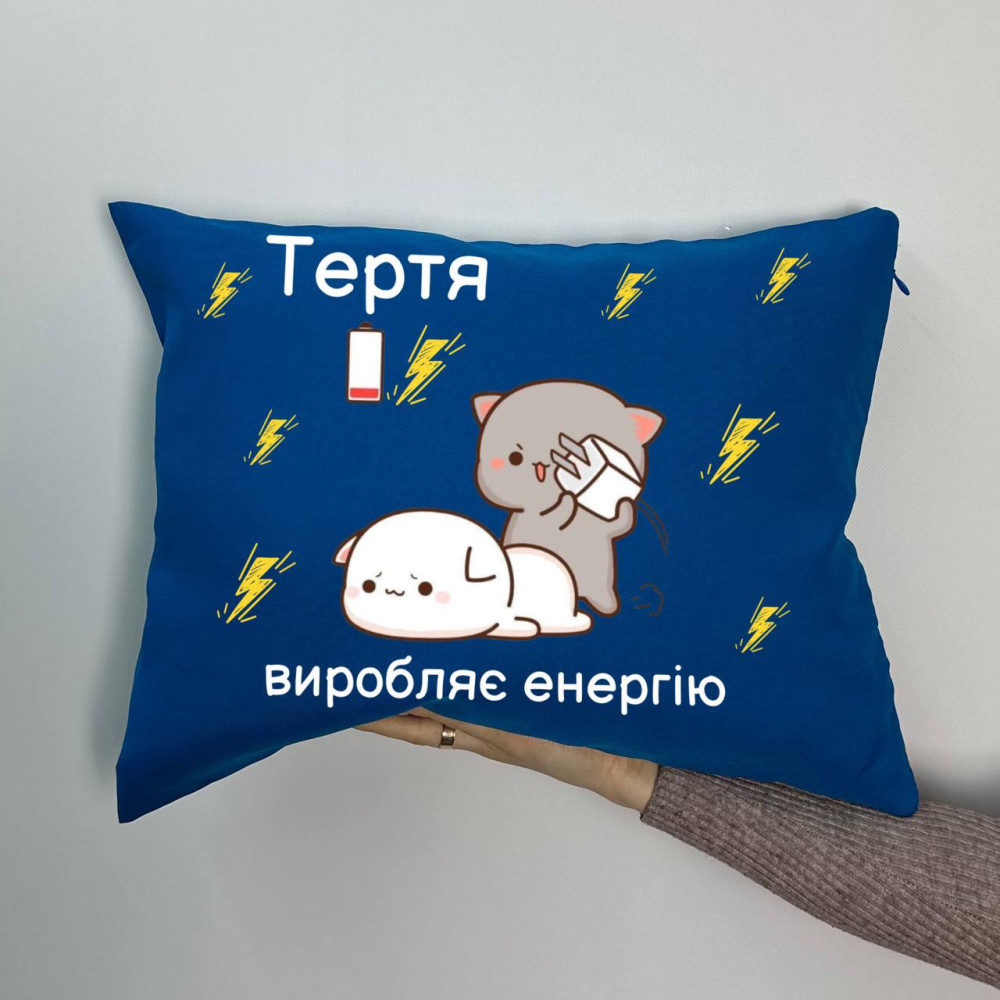 Подушка с принтом габардиновая Трение производит энергию, синяя 35х45 (1460) Подушка с принтом габардиновая Трение производит энергию, синяя 35х45 (1460)