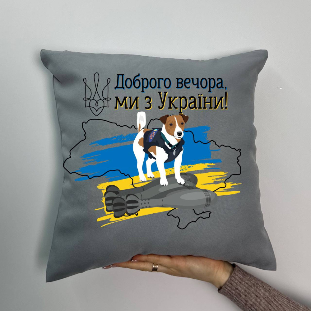 Подушка с принтом габардиновая Добрый вечер!, серая 35х35 (1802) Подушка с принтом габардиновая Добрый вечер!, серая 35х35 (1802)
