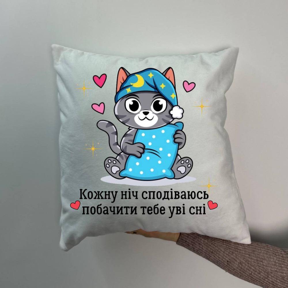 Подушка с принтом плюшевая Каждую ночь надеюсь увидеть тебя во сне, белая 45х45 (1524) Подушка с принтом плюшевая Каждую ночь надеюсь увидеть тебя во сне, белая 45х45 (1524)