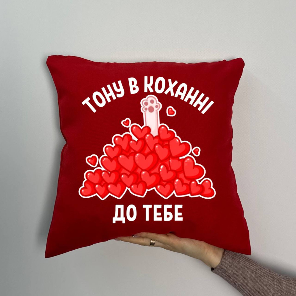 Подушка с принтом габардиновая Тону в любви к тебе, красная 35х35 (1574) Подушка с принтом габардиновая Тону в любви к тебе, красная 35х35 (1574)