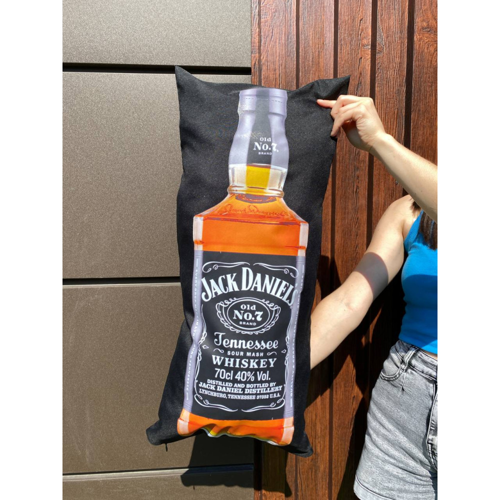 Подушка с принтом габардиновая Jack daniels, черная 35х75 (2005)