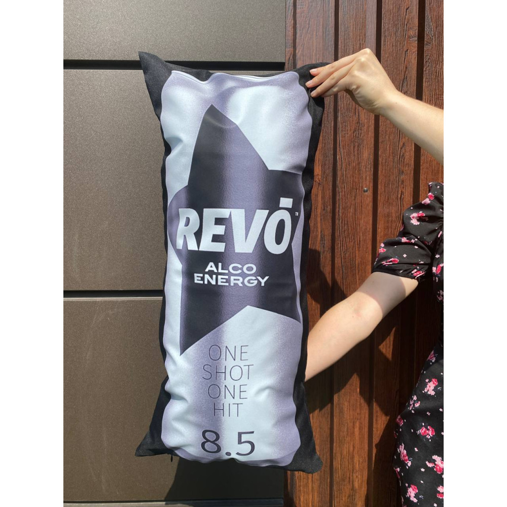 Подушка с принтом габардиновая Revo, черная 35х75 (2009)