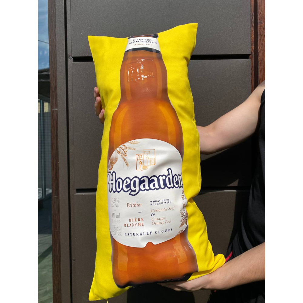Подушка с принтом габардиновая Hoegaarden, желтая 35х75 (2012)