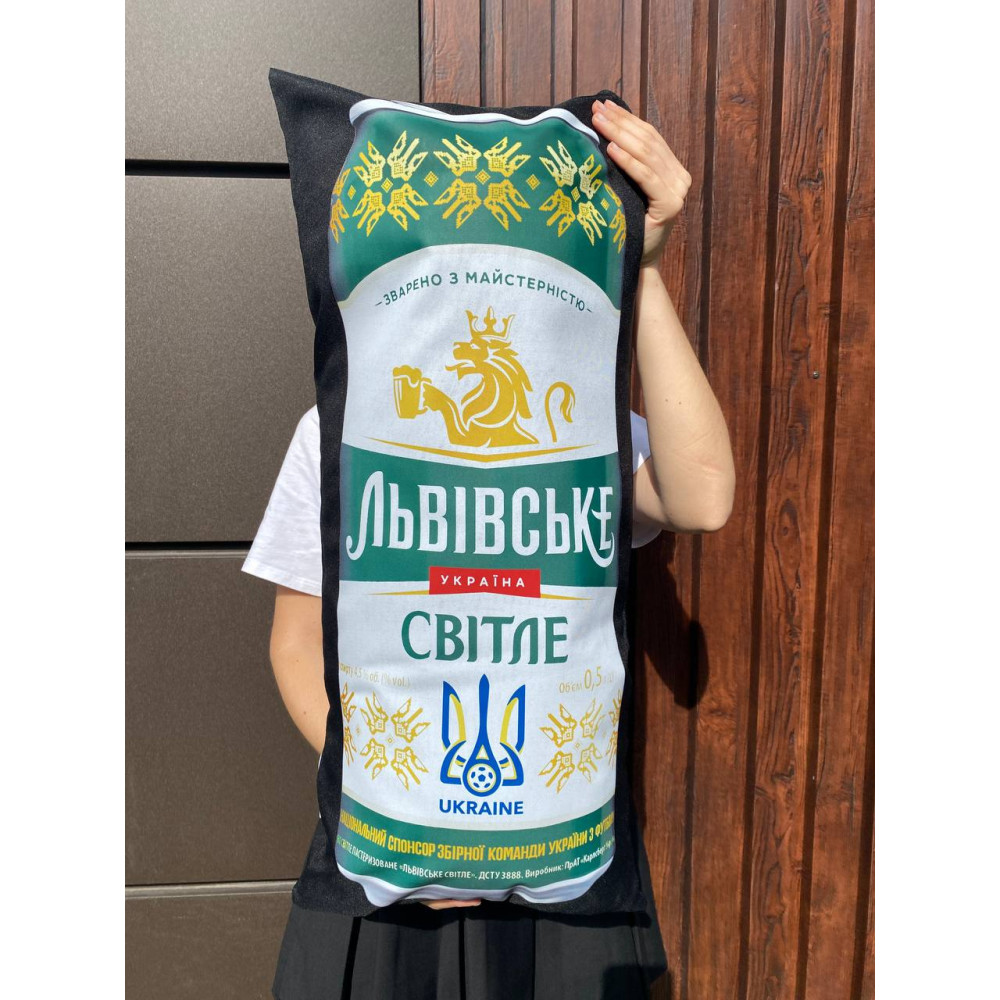 Подушка с принтом габардиновая Львовский свет, черная 35х75 (2013)