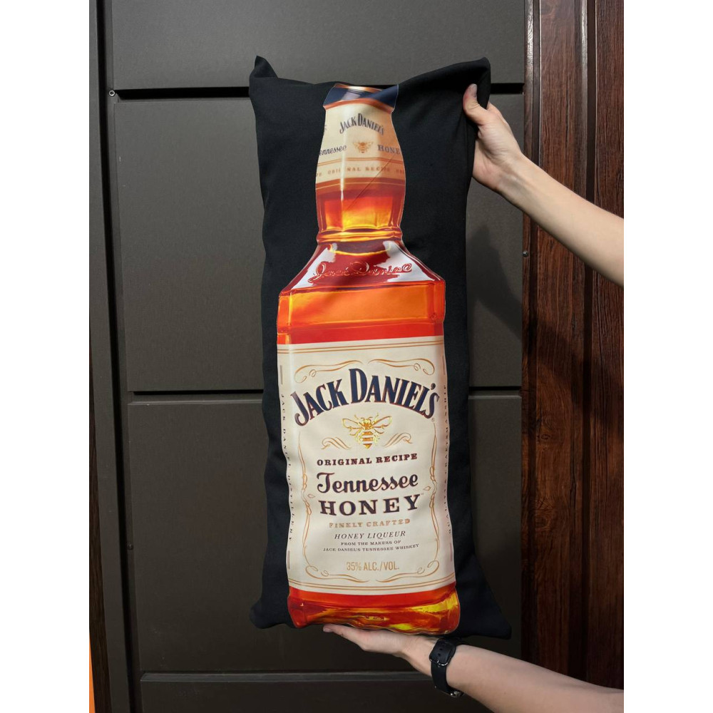Подушка с принтом габардиновая Jack daniels, черная 35х75 (2042)