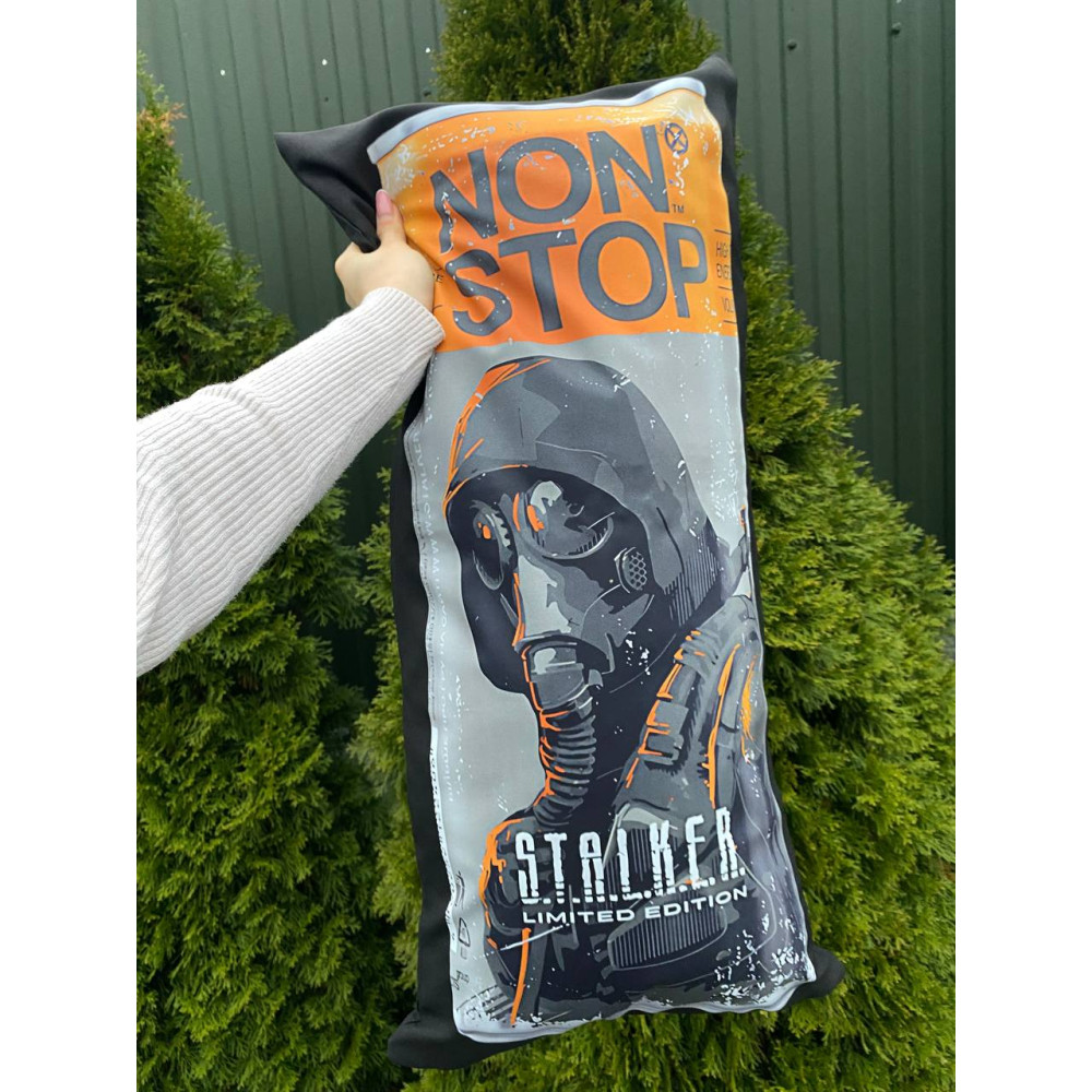 Подушка с принтом габардиновая Non stop, черная 35х75 (2096)