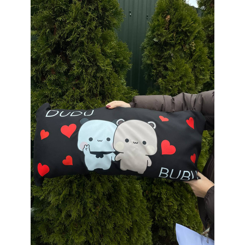 Подушка с принтом габардиновая Dudu bubu, черная 35х75 (2120)