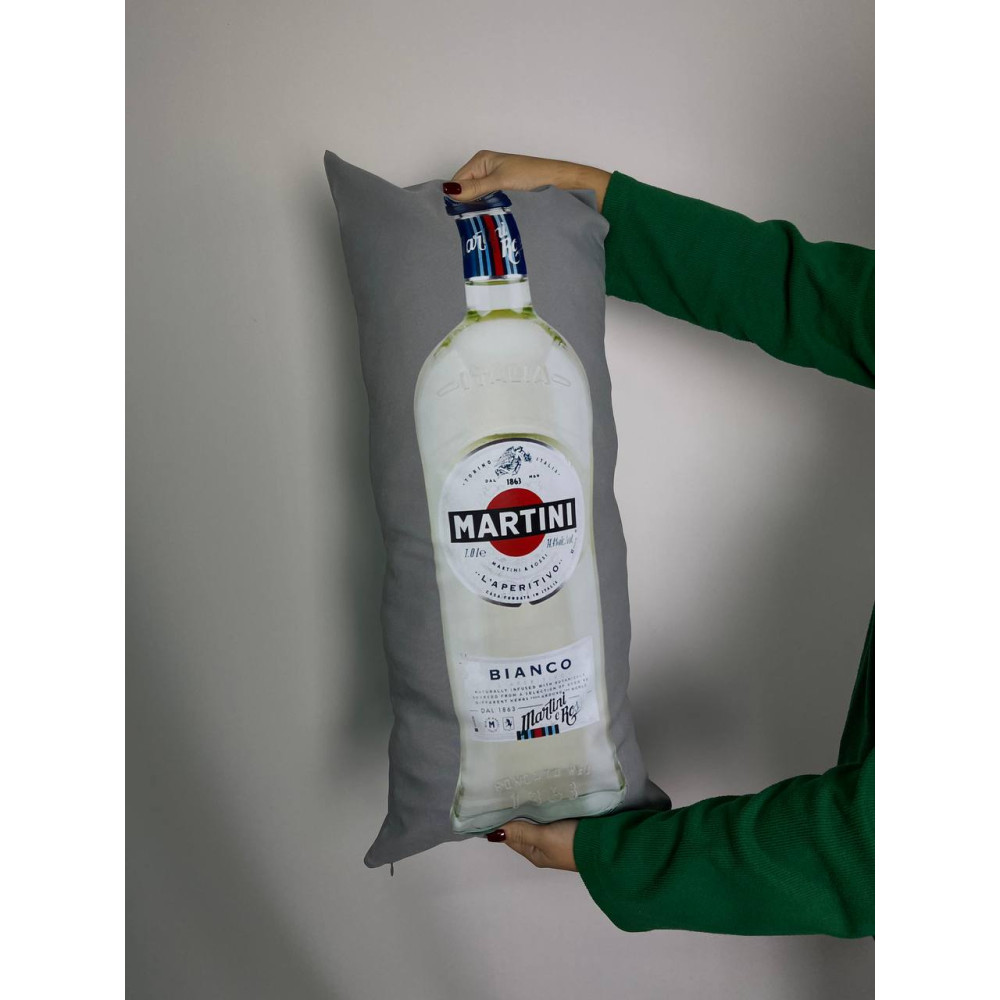Подушка с принтом габардиновая martini, серая 35х75 (2180)