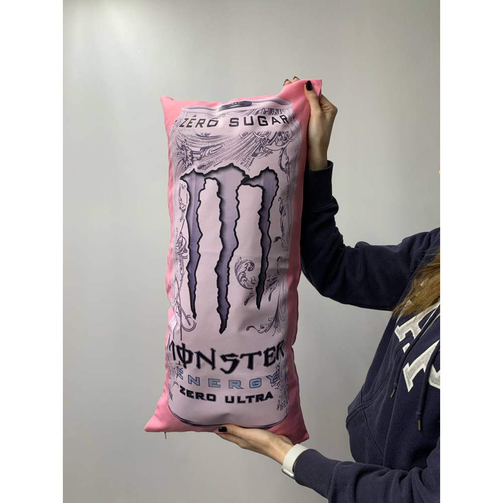 Подушка с принтом габардиновая Monster, розовая 35х75 (2203)