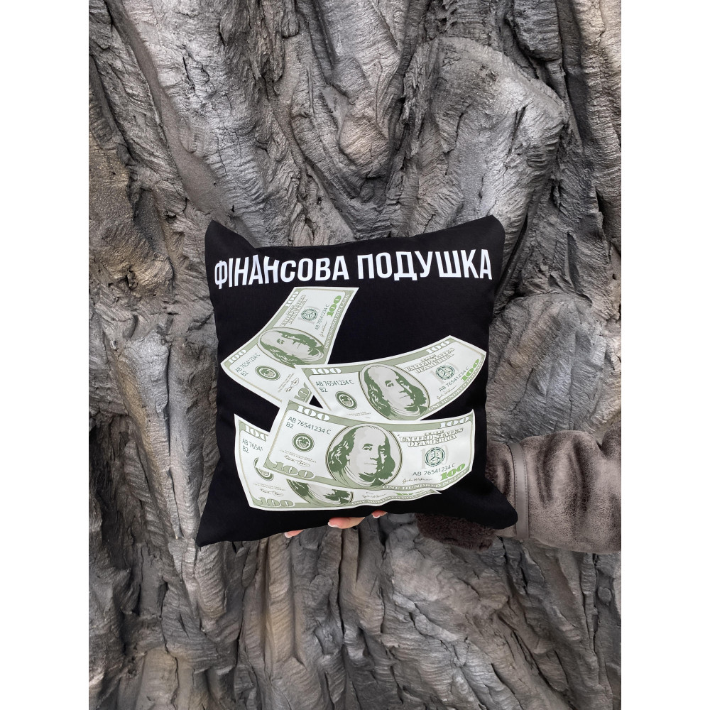 Подушка с принтом габардиновая Финансовая подушка, черная 35х35 (2269) Подушка с принтом габардиновая Финансовая подушка, черная 35х35 (2269)