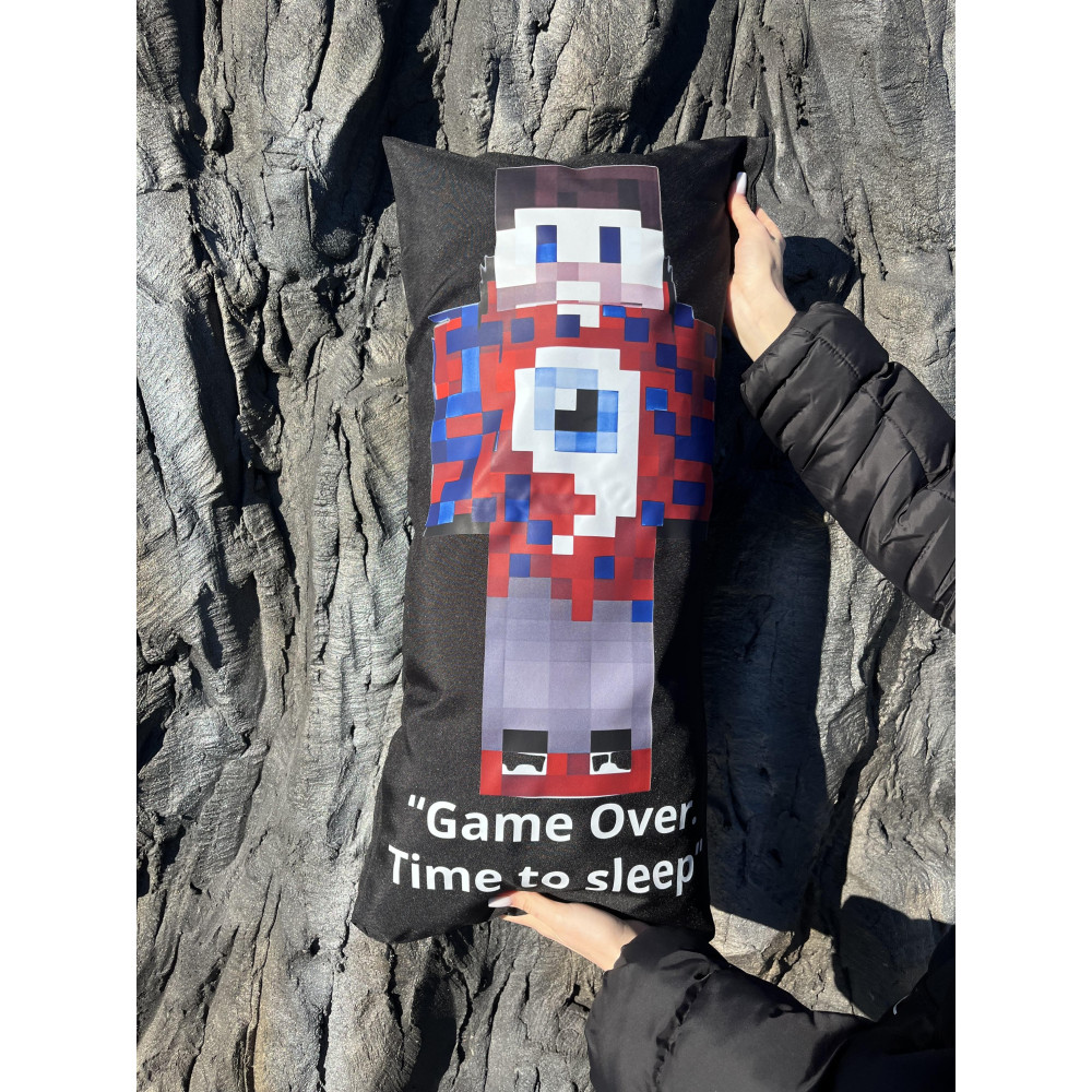 Подушка с принтом габардиновая Minecraft, черная 35х75 (2283)