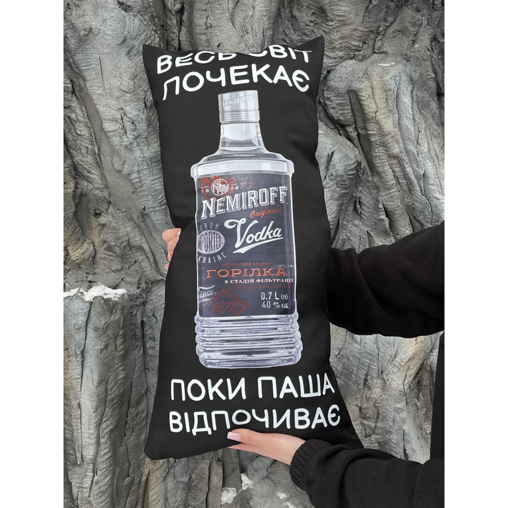 Подушка с принтом габардиновая Весь мир подождет, черная 35х75 (2312) Подушка с принтом габардиновая Весь мир подождет, черная 35х75 (2312)