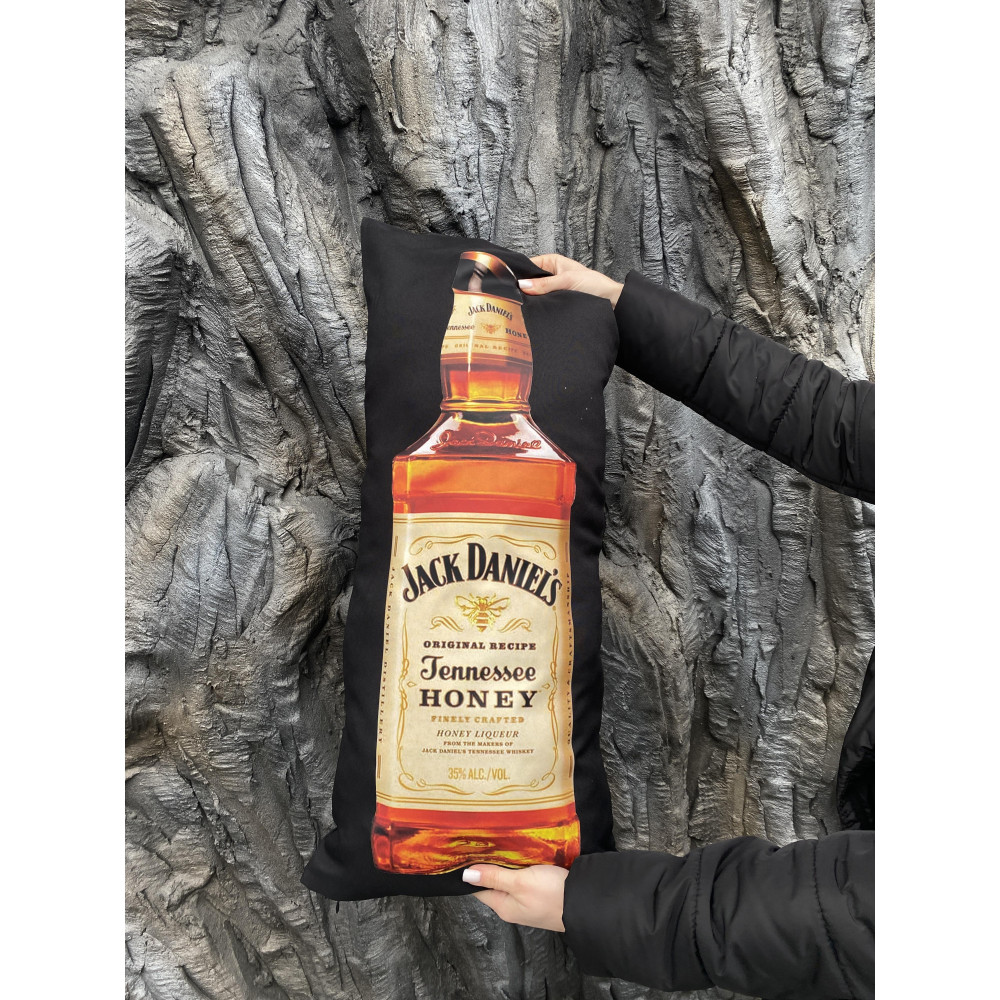 Подушка с принтом габардиновая Jack Daniels, черная 35х75 (2318)
