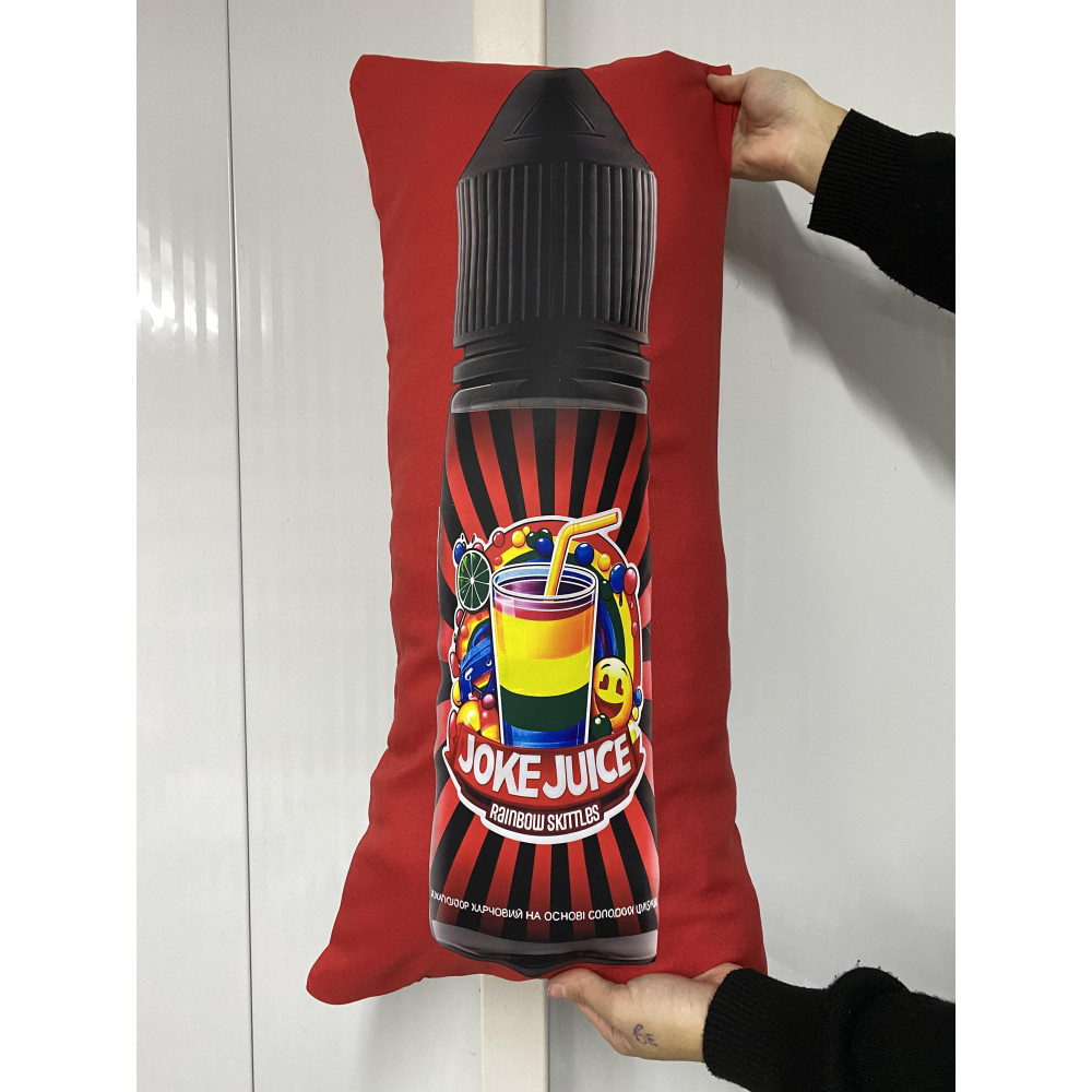 Подушка с принтом габардиновая Joke juice, красная 35х75 (2328)