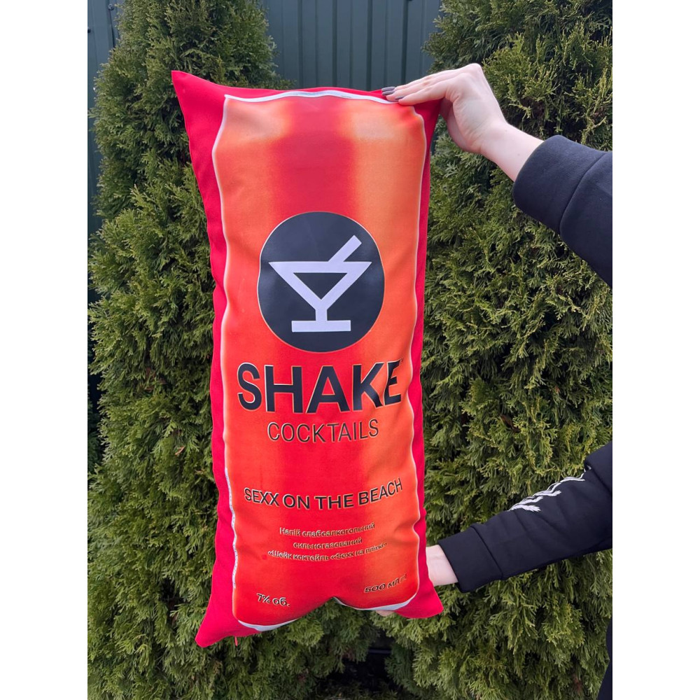 Подушка с принтом габардиновая Shake, красная 35х75 (2439)