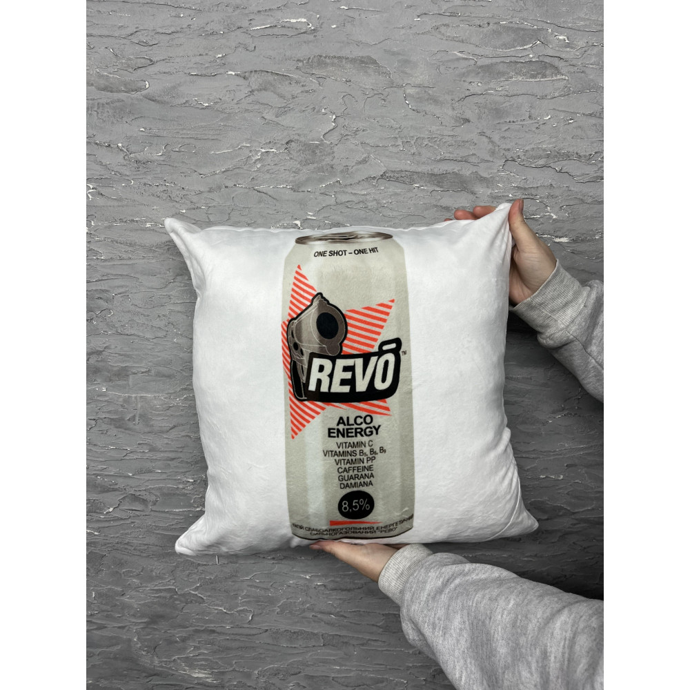 Подушка с принтом плюшевая Revo белая 45х45 (2470)