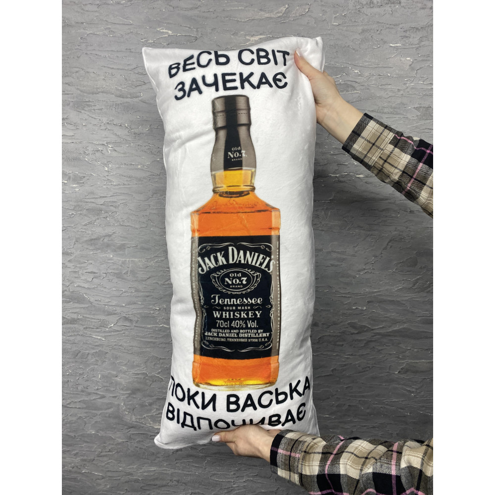 Подушка с принтом плюшевая Jack Daniels для Васька 35х75 (2474)