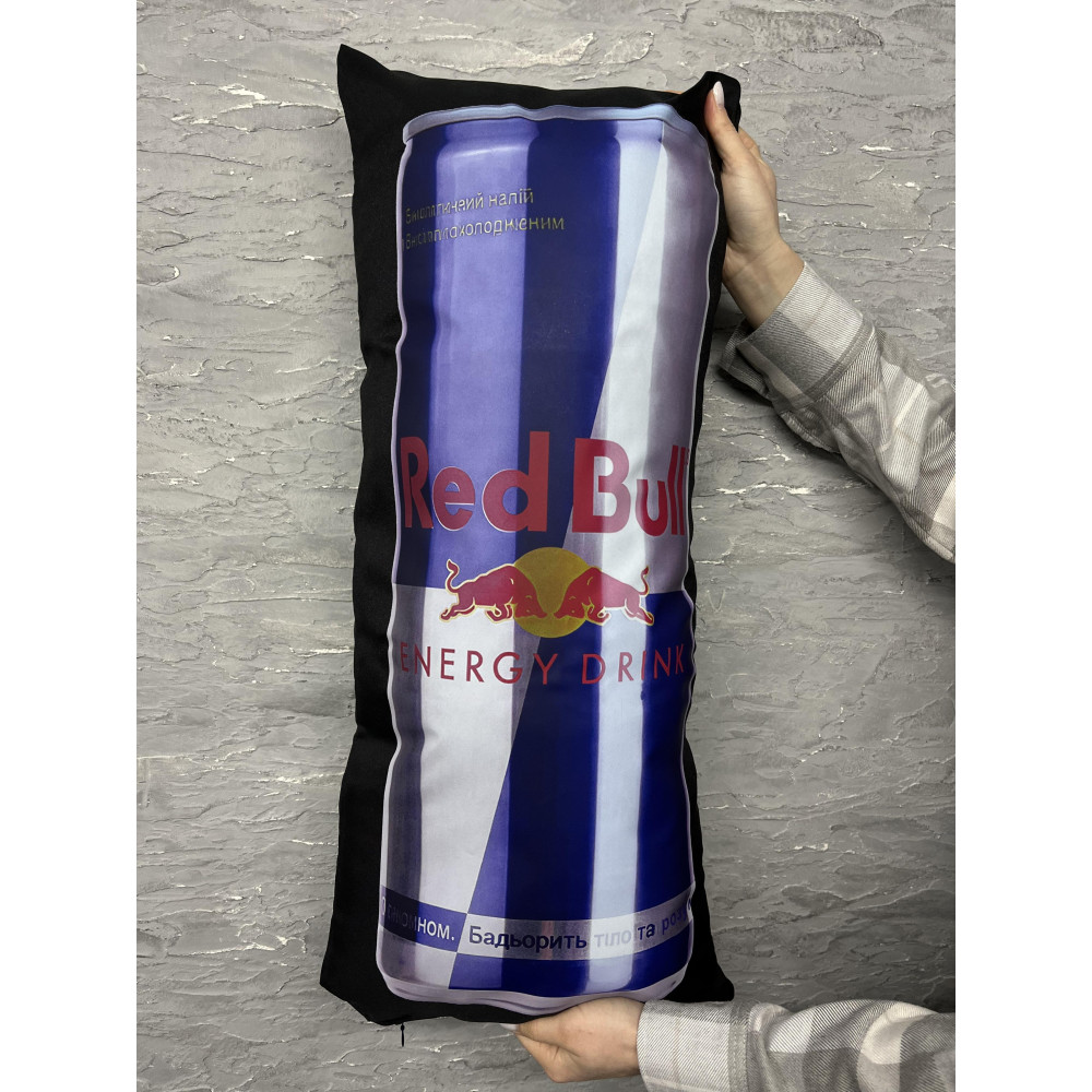 Подушка с принтом габардиновая Red Bull, черная 35х75 (2480)