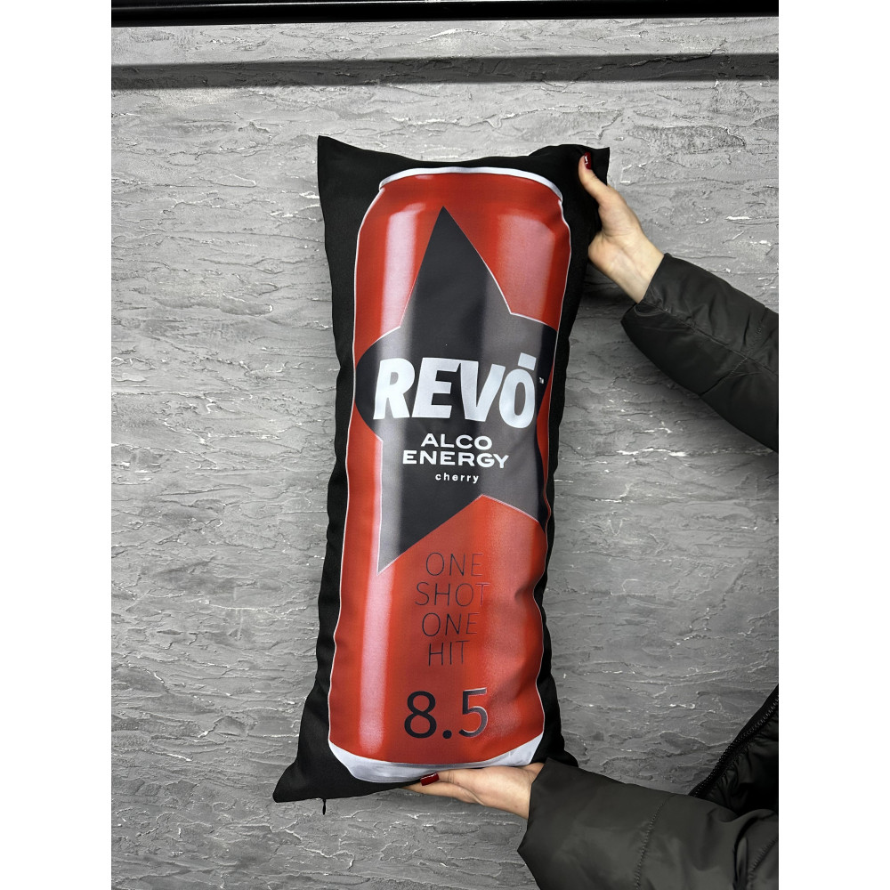 Подушка с принтом габардиновая Revo cherry, черная 35х75 (2487)