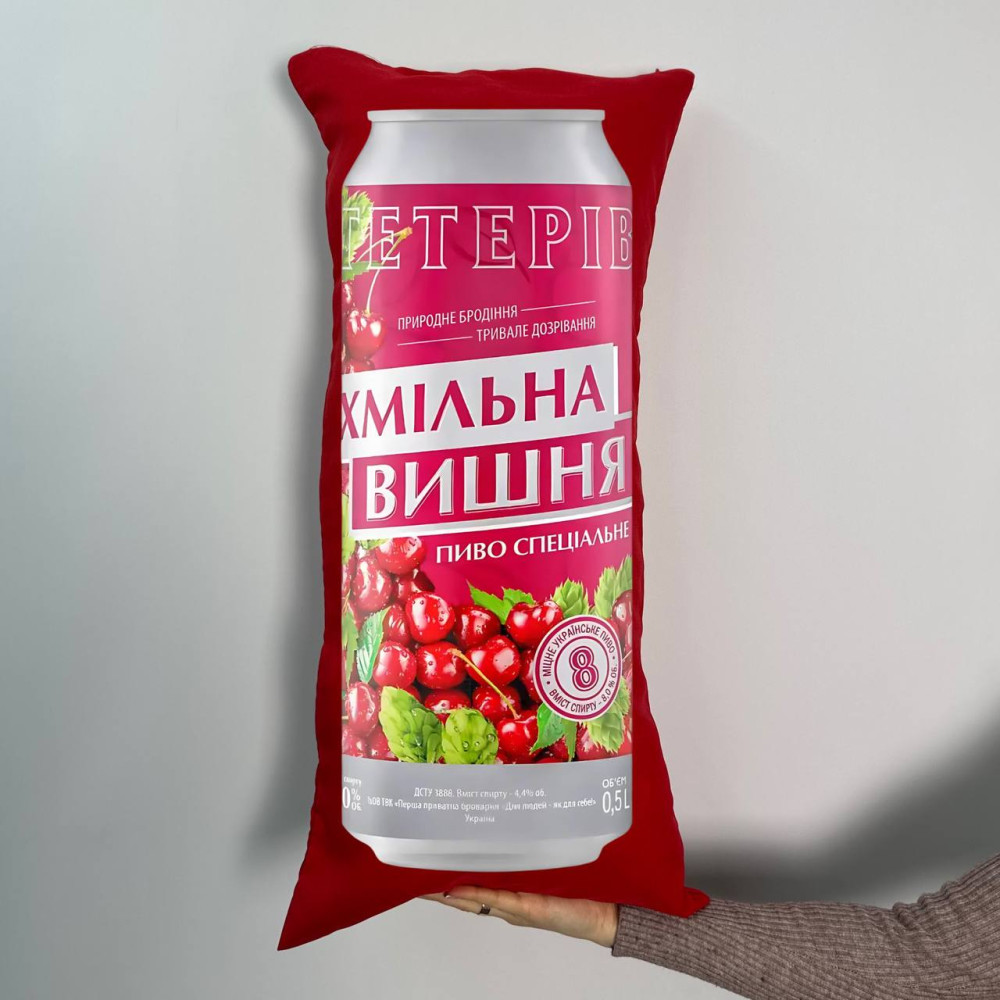 Подушка с принтом габардиновая Хмельная Вишня, красная 35х75 (478)