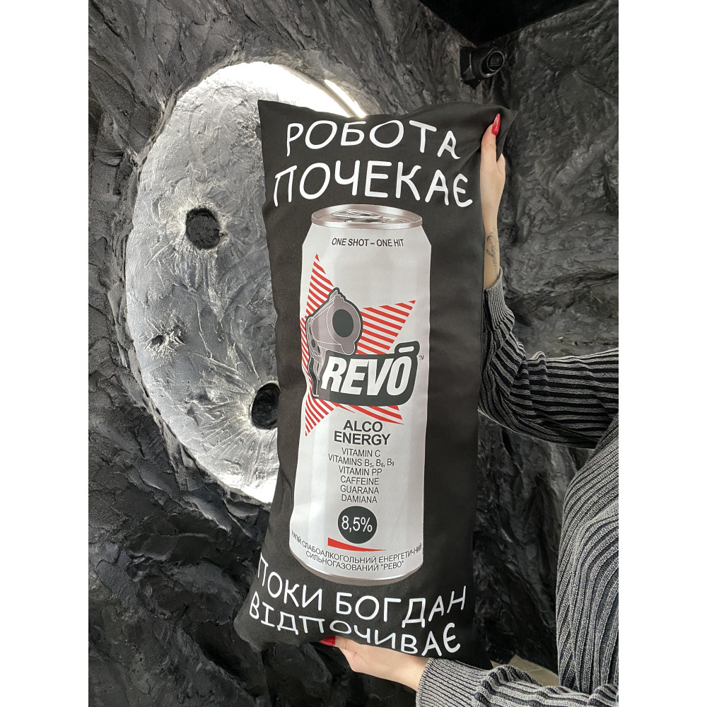 Подушка с принтом габардиновая REVO для Богдана, черная 35х75 (2522)