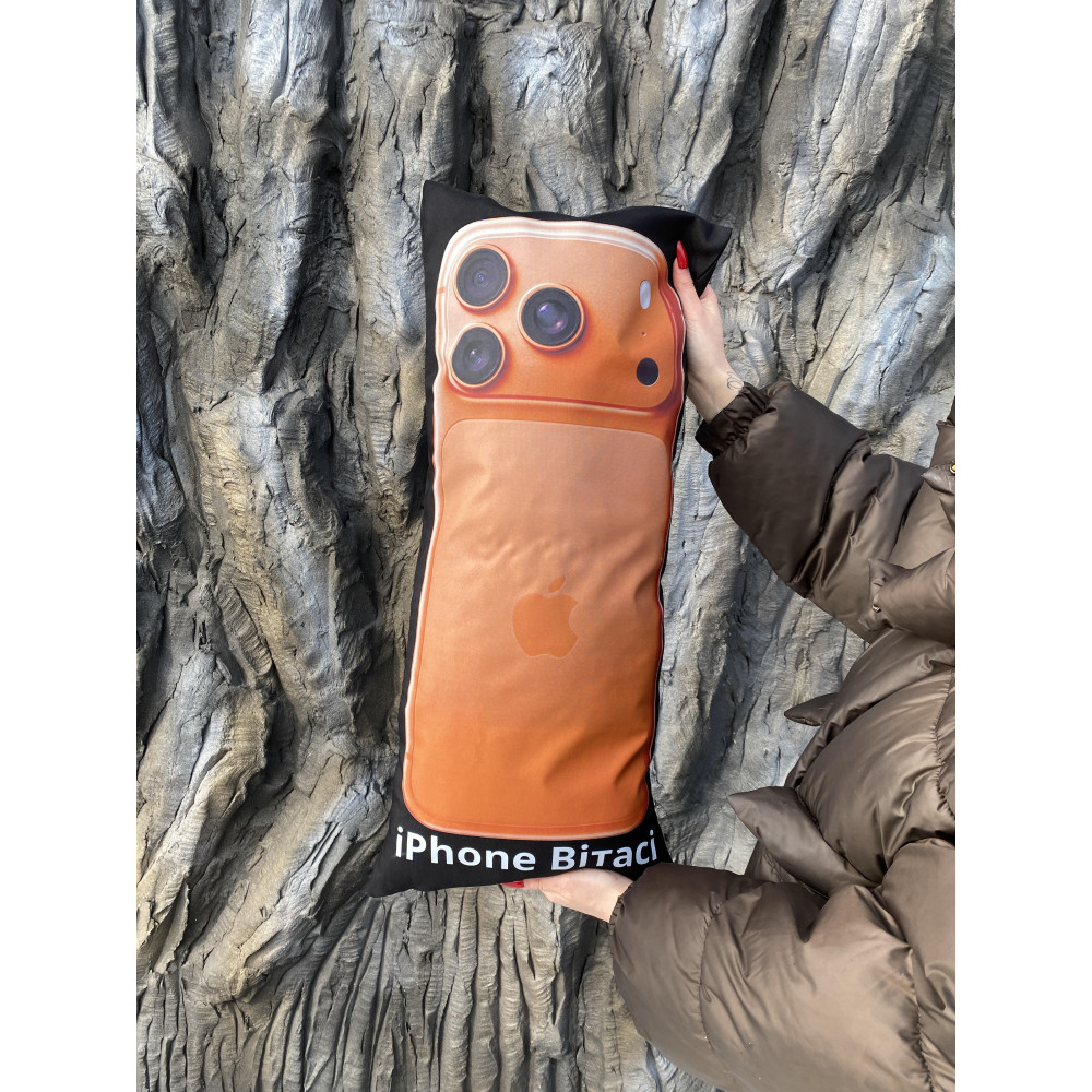 Подушка с принтом габардиновая IPhone Витаси, черная 35х75 (2528)