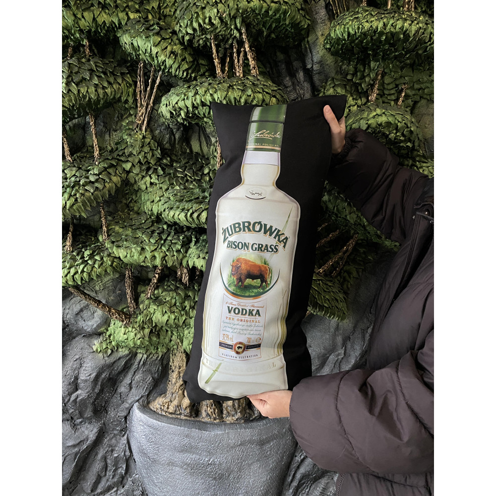 Подушка с принтом габардиновая Zubrowka, черная 35х75 (2541)
