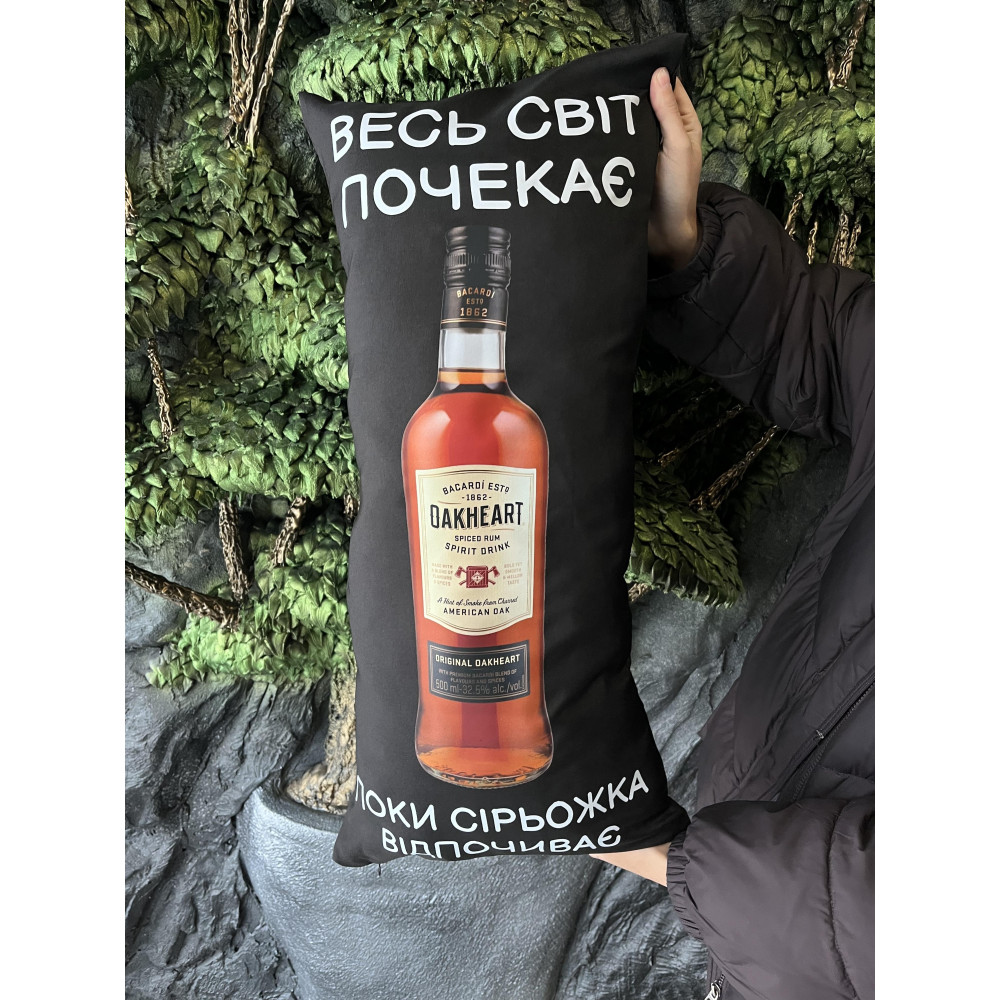 Подушка с принтом габардиновая OAKHEART для Сережи, черная 35х75 (2564)