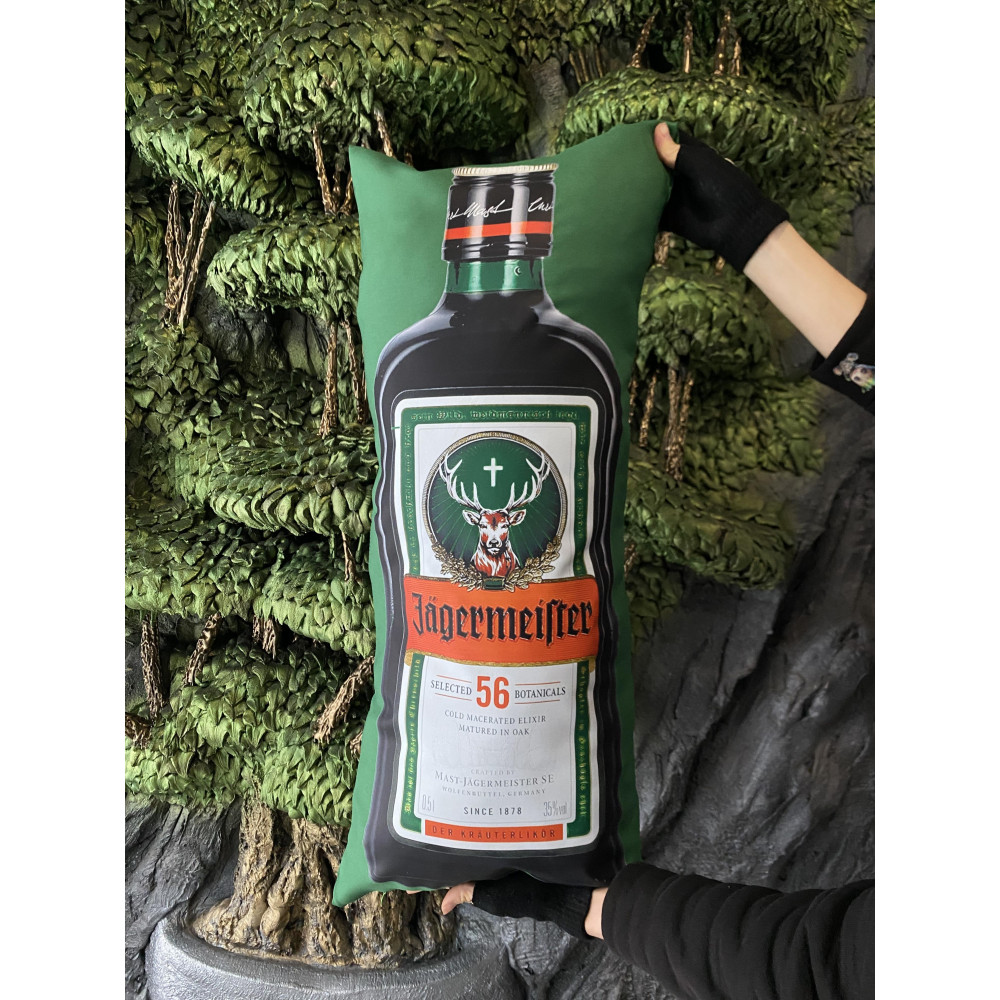 Подушка с принтом габардиновая Jagermeister, зеленая 35х75 (2581)