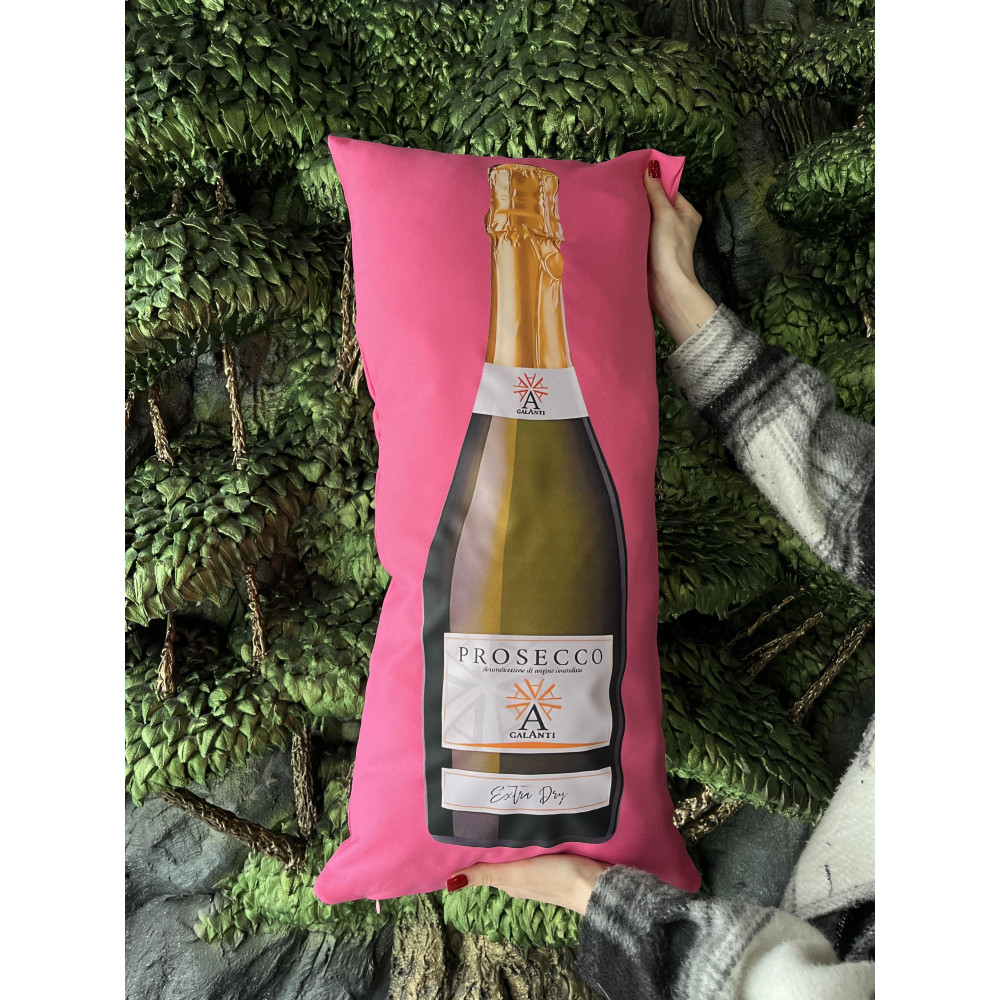 Подушка с принтом габардиновая Prosecco, розовая 35х75 (2609)