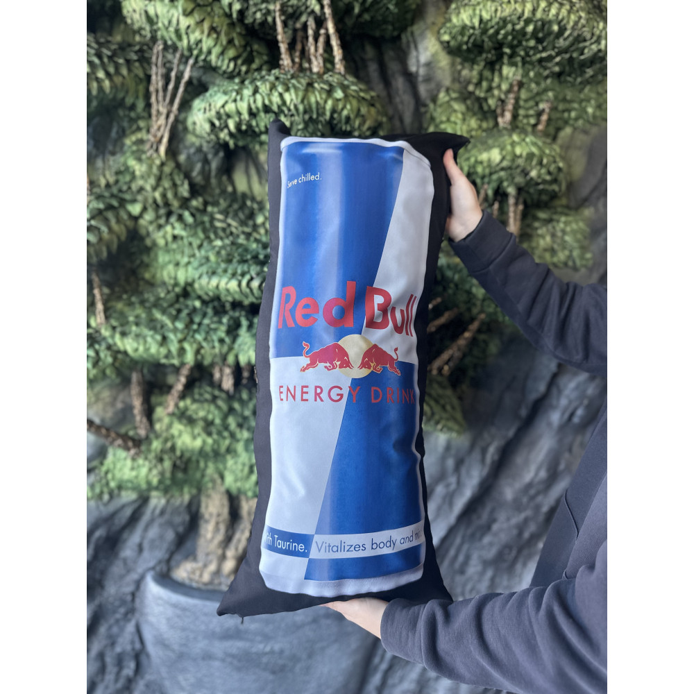 Подушка с принтом габардиновая Red Bull, черная 35х75 (2630)