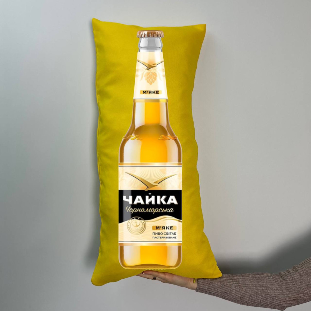 Подушка с принтом габардиновая Чайка, желтая 35х75 (436)
