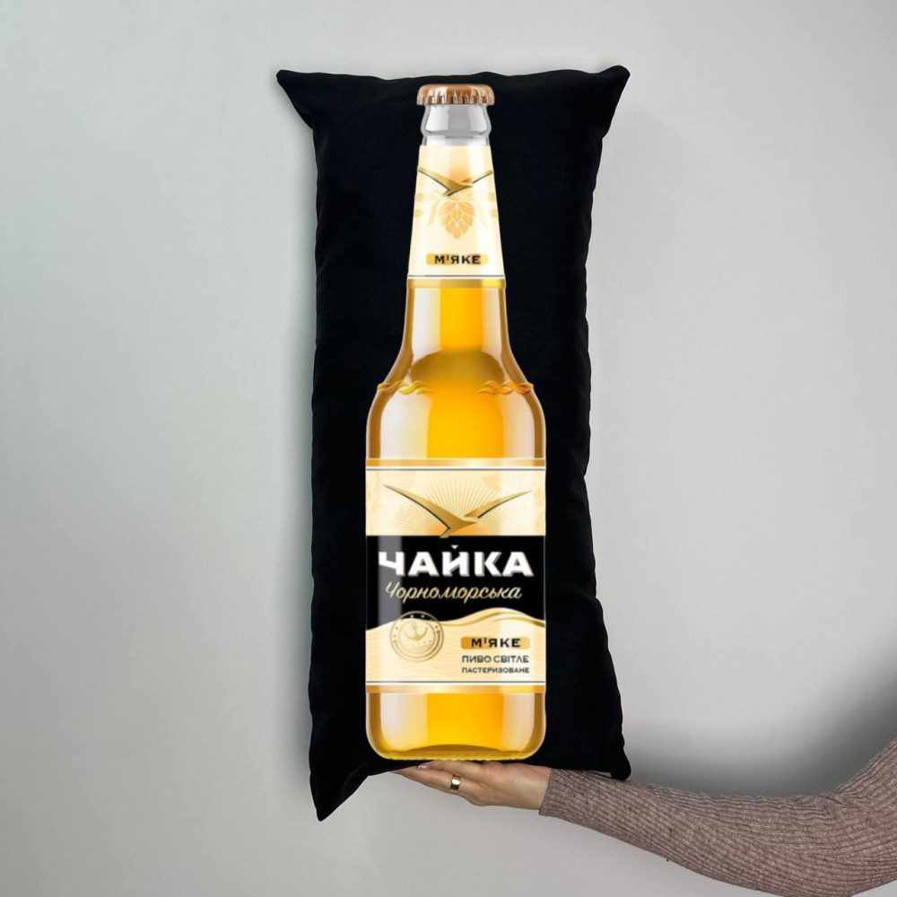 Подушка с принтом габардиновая Чайка черная 35х75 (437)