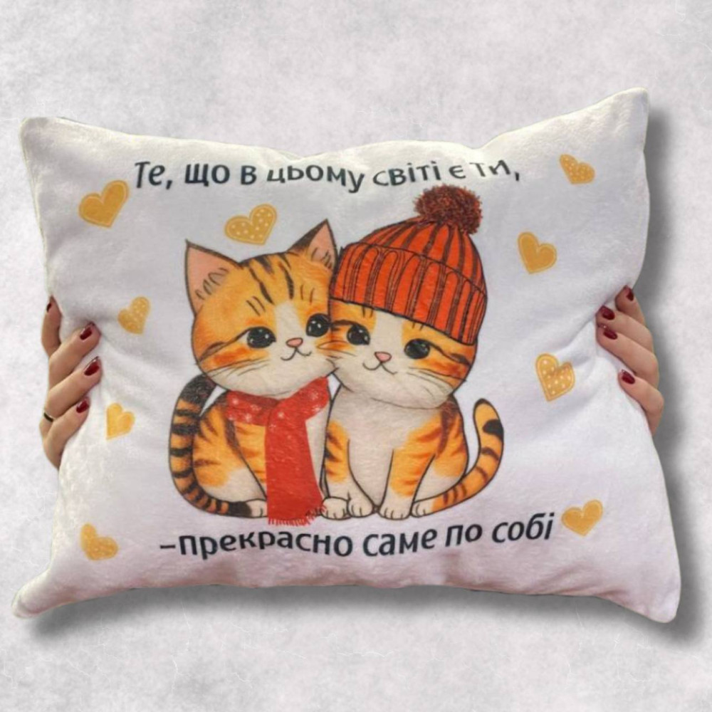 Подушка с принтом плюшевая Котики 35х45 (37)