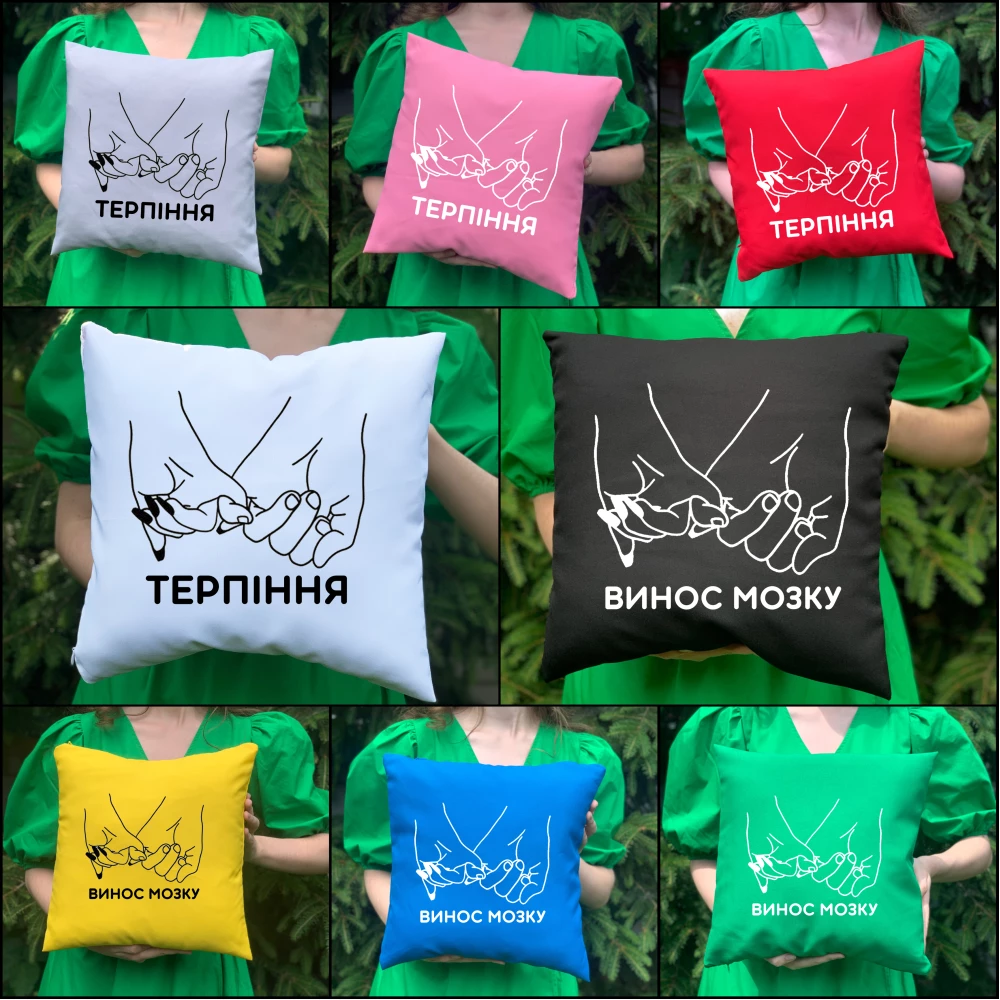 Парні подушки з принтом - Терпіння/Винос мозку